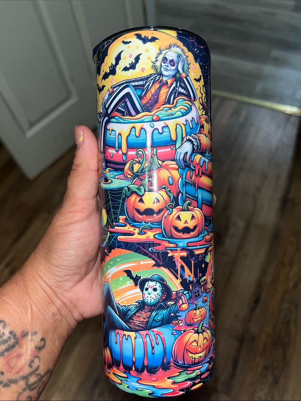 NEW 20oz Horror Character Stainless Tumbler - Neon Halloween Design - Picture 3 of 4